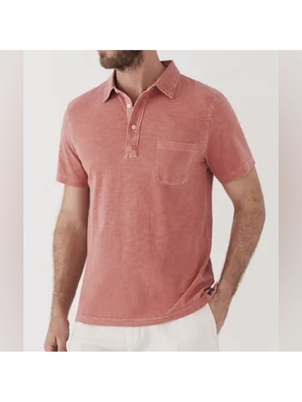 Faherty Polo Sun Washed Salmon Pink size medium